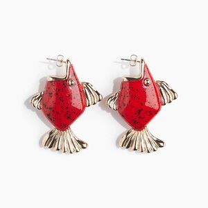Red Fish Earrings with Gold Accents